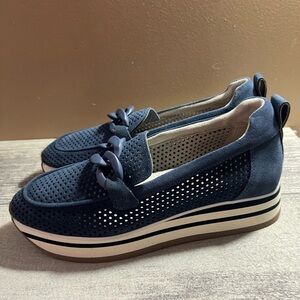 NYDJ Fern Suede Women’s Platform Loafers Blue Size 9.5 M